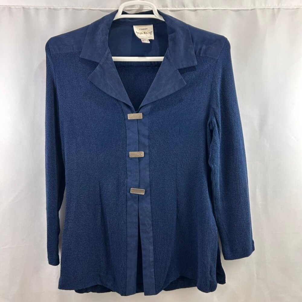 VTG Joseph Ribkoff Creations Women's 12 Blue Button down Square buttons